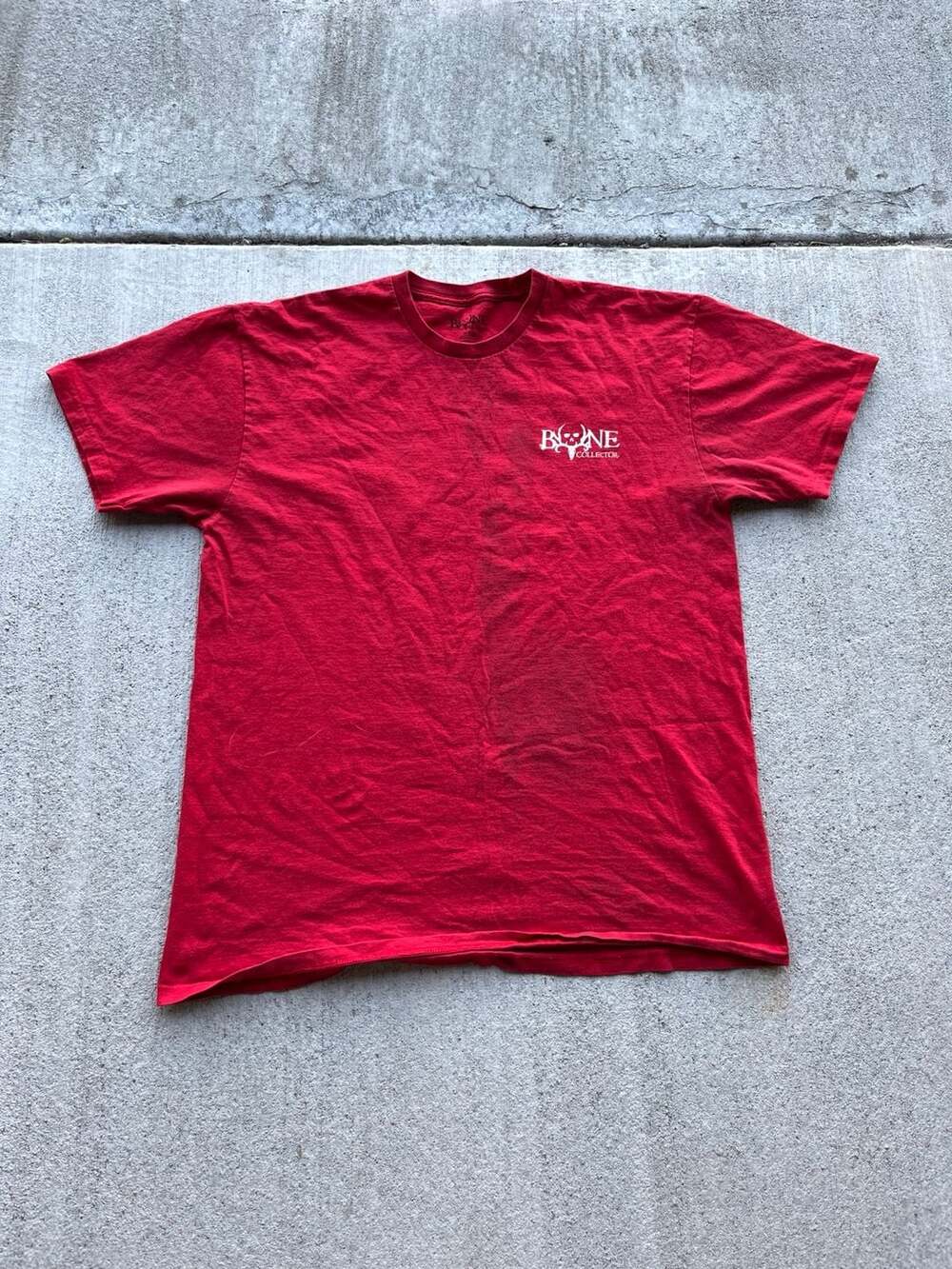 Bone Collector Red Graphic T-Shirt Fish Skeleton Back Print XL
